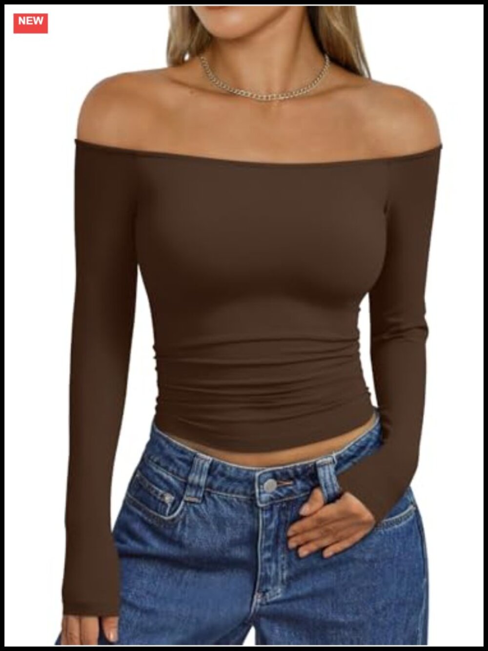 Womens Off Shoulder Long Sleeve Top Polyester Spandex Slim Fit Y2K Party